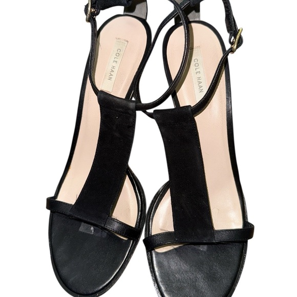 Cole Hann T Strap Suede Heels - Picture 2 of 4